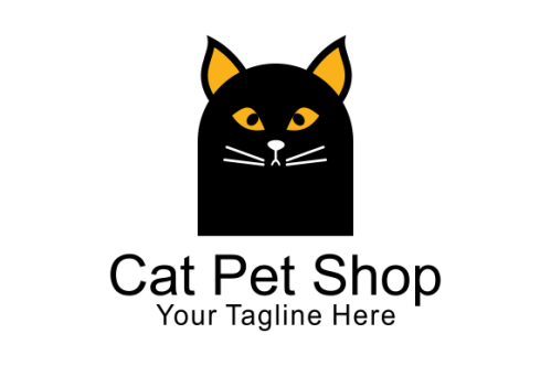 Cute cat pet shop logo design