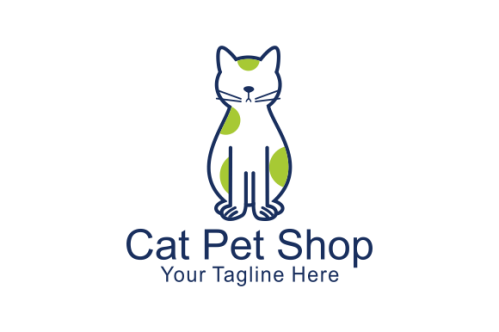 Cute cat pet shop logo design