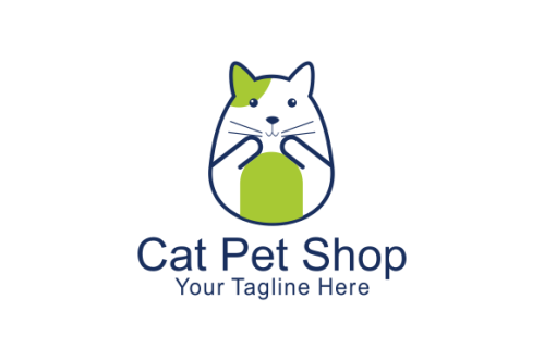 Cute cat pet shop logo design
