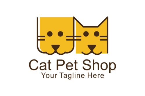 Cute cat pet shop logo design