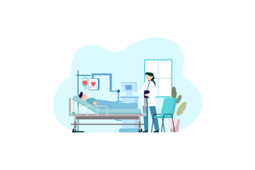 Doctor and nurse giving service medical care to patient in the hospital