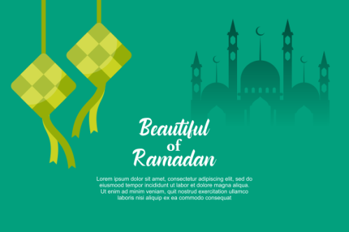 eid al fitr background with traditional ketupat composition