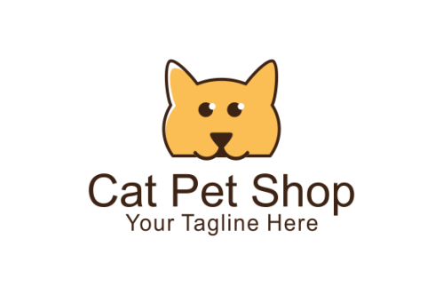 Cute cat pet shop logo design