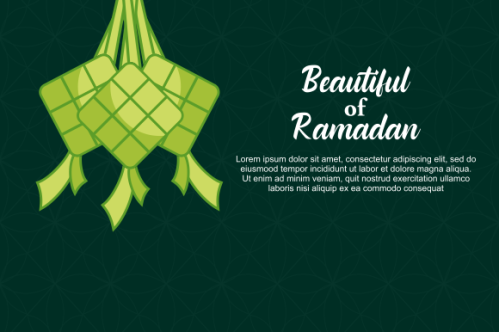 eid al fitr background with traditional ketupat composition