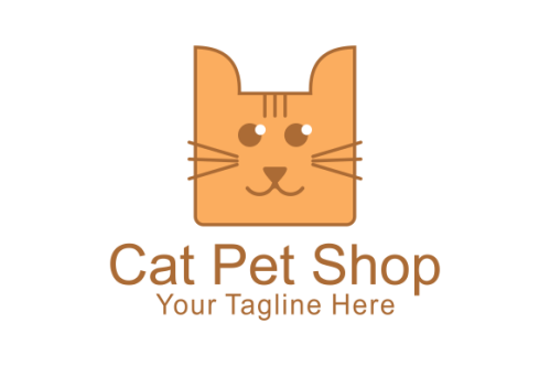 Cute cat pet shop logo design