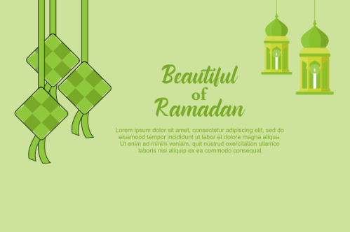eid al fitr background with traditional ketupat composition
