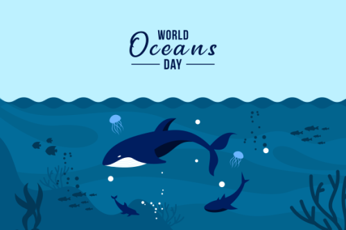 World oceans day concept illustration