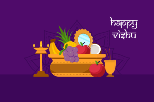 Flat design happy vishu illustration