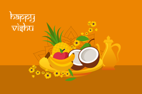 Flat design happy vishu illustration