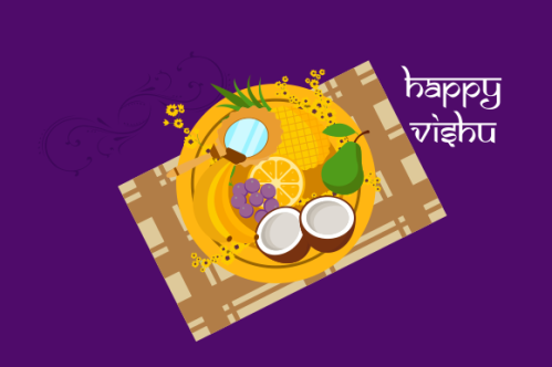 Flat design happy vishu illustration