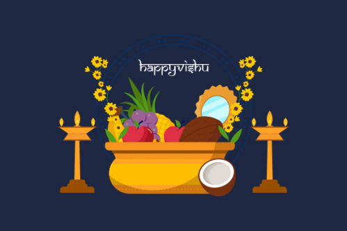 Flat design happy vishu illustration