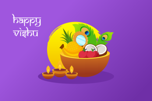 Flat design happy vishu illustration