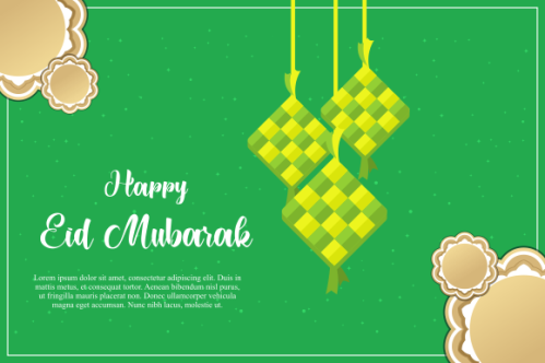 eid al fitr background with traditional ketupat composition