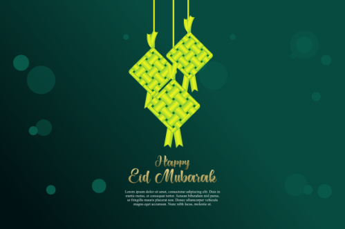 eid al fitr background with traditional ketupat composition