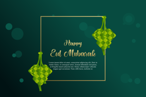 eid al fitr background with traditional ketupat composition