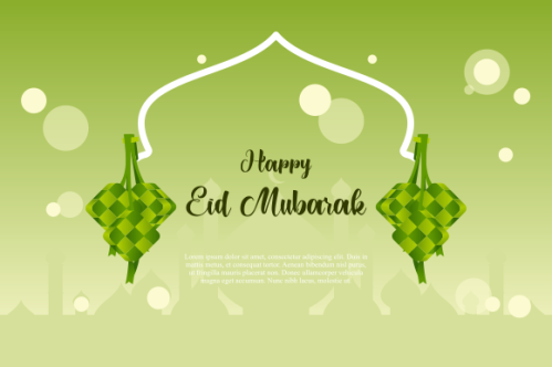 eid al fitr background with traditional ketupat composition