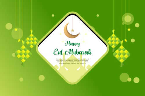 eid al fitr background with traditional ketupat composition