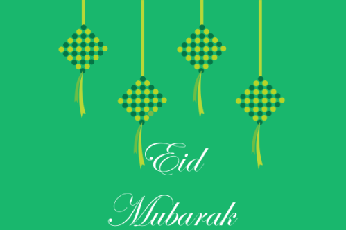 eid al fitr background with traditional ketupat composition