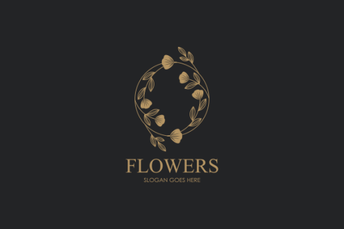 Hand drawn floral wreaths, floral logo, vector graphic circle frames logo