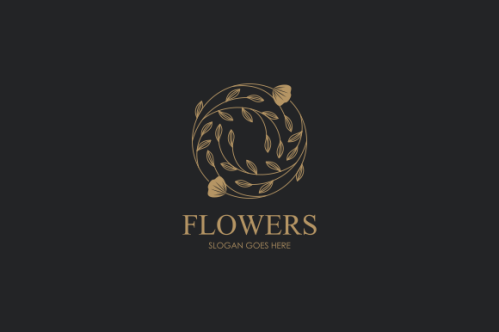 Hand drawn floral wreaths, floral logo, vector graphic circle frames logo