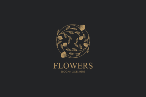 Hand drawn floral wreaths, floral logo, vector graphic circle frames logo