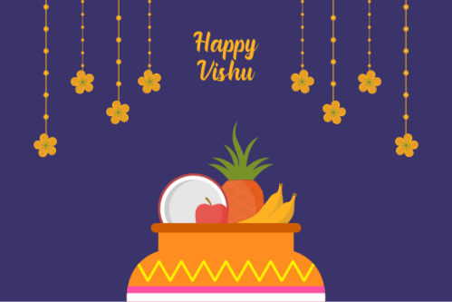 Flat design happy vishu illustration