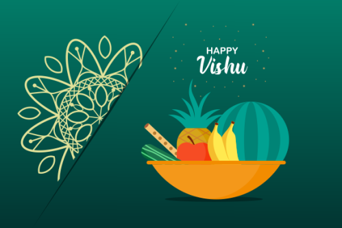 Flat design happy vishu illustration