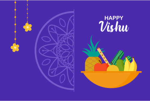 Flat design happy vishu illustration