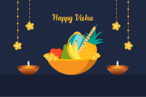 Flat design happy vishu illustration