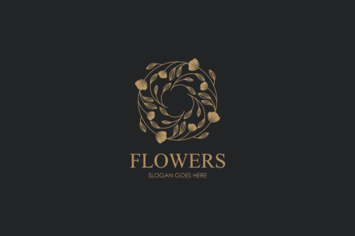 Hand drawn floral wreaths, floral logo, vector graphic circle frames logo
