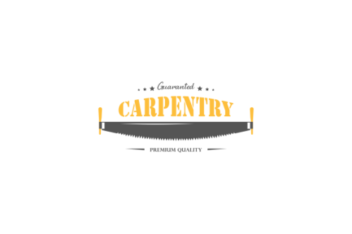 Vintage carpenter tools, wood and trees icon