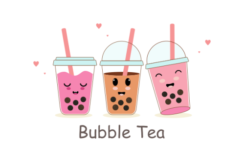 Cute boba milk tea cartoon characters set