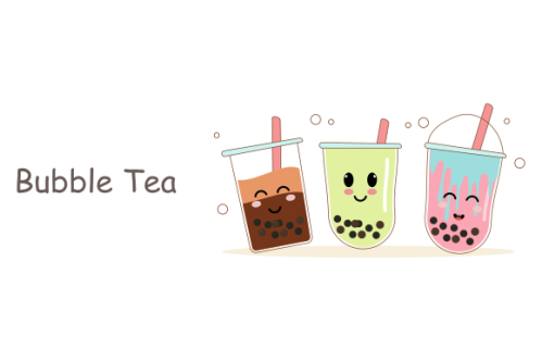 Cute boba milk tea cartoon characters set