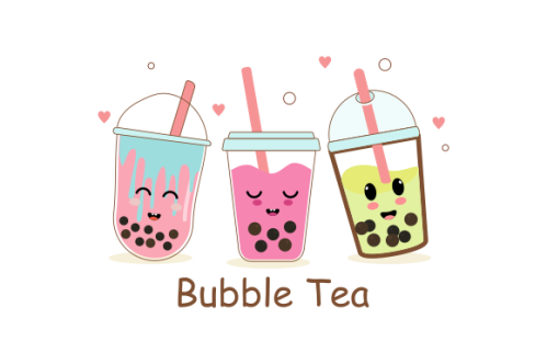 Cute boba milk tea cartoon characters set