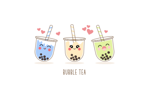 Cute boba milk tea cartoon characters set