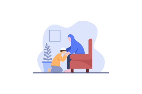 Eid al-Fitr, families visit each others tradition of Eid illustrations
