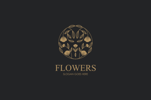 Hand drawn floral wreaths, floral logo, vector graphic circle frames logo