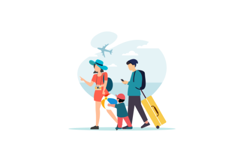 Family vacation travel, family trip illustration