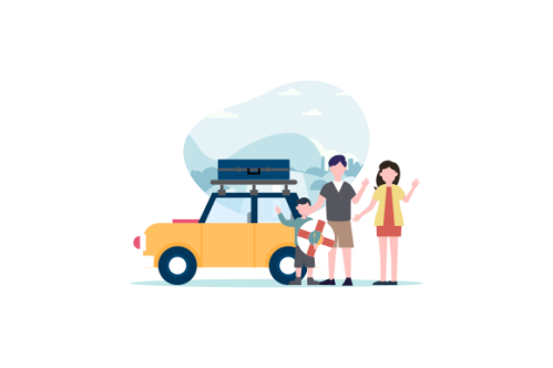 Family vacation travel, family trip illustration