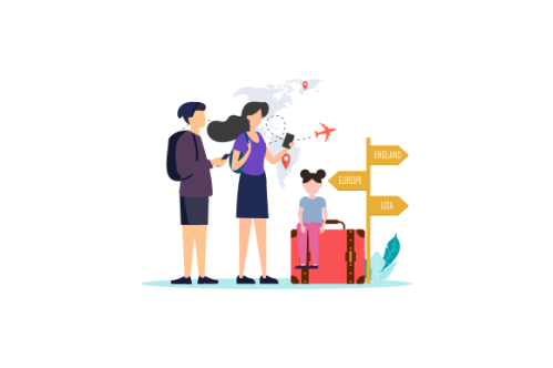 Family vacation travel, family trip illustration