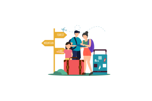 Family vacation travel, family trip illustration