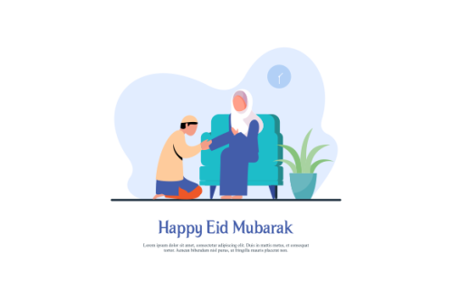 Eid al-Fitr, families visit each others tradition of Eid illustrations