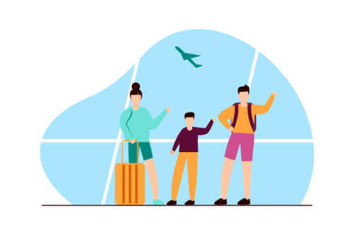 Family vacation travel, family trip illustration