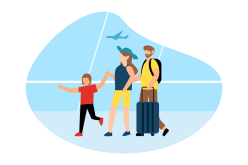 Family vacation travel, family trip illustration