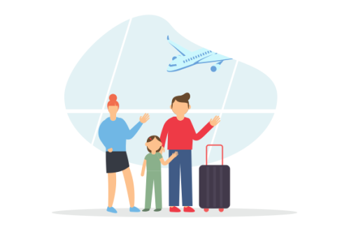 Family vacation travel, family trip illustration