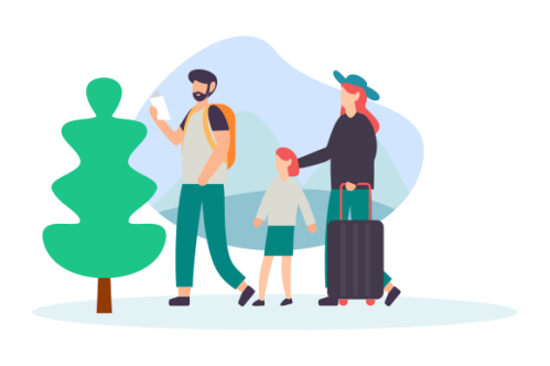 Family vacation travel, family trip illustration