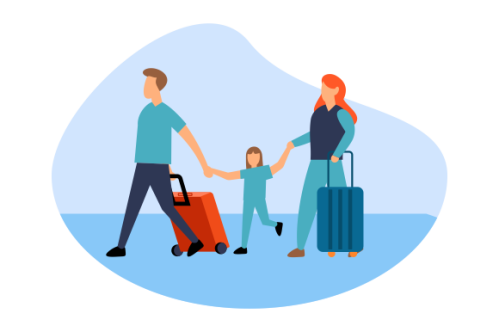 Family vacation travel, family trip illustration
