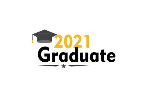 Graduation congratulations class of 2021 with graduation cap hat