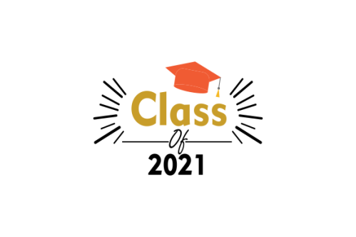 Graduation congratulations class of 2021 with graduation cap hat