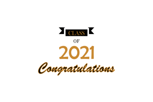 Graduation congratulations class of 2021 with graduation cap hat